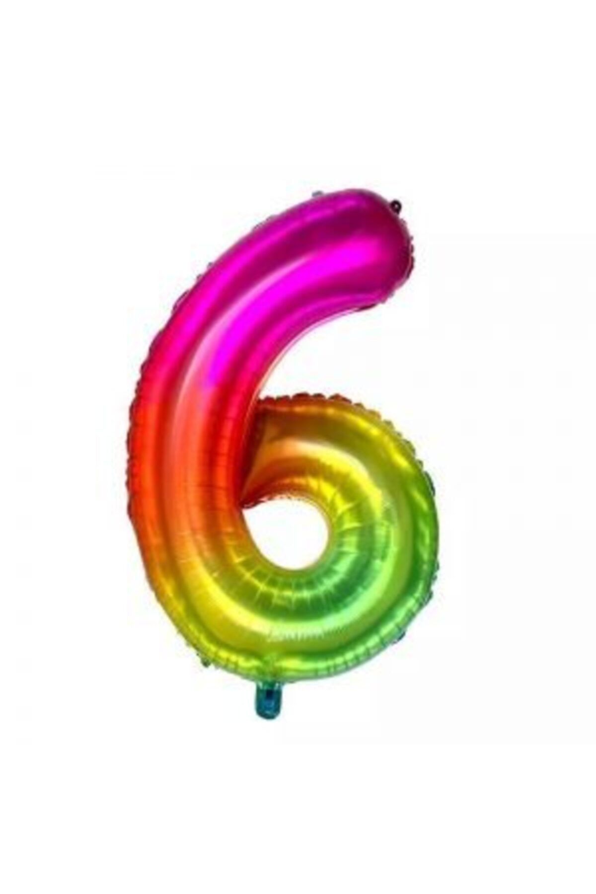 34 Inç 80 Cm Gökkuşağı Folyo Rakam Balon 6