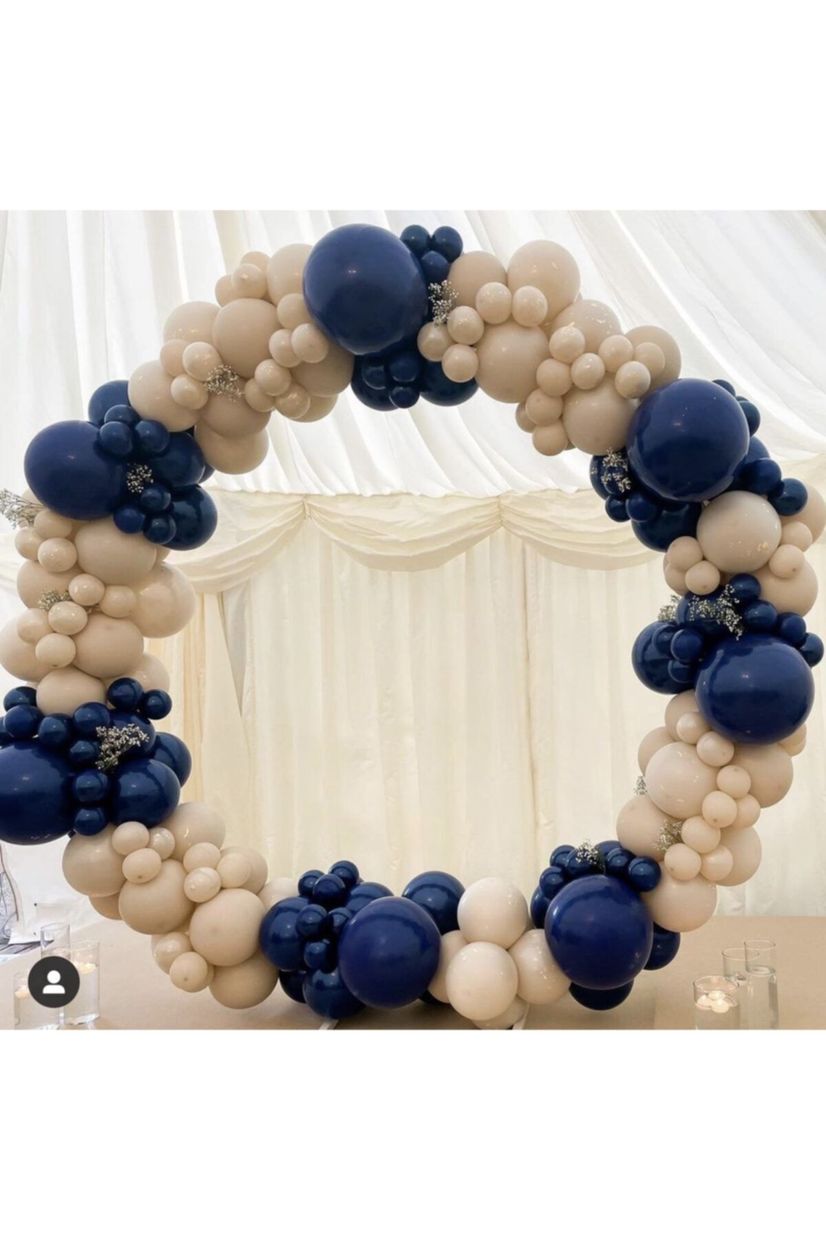 Pastel Gece Mavisi Sütlü Kahve Balon Zinciri 100 Adet