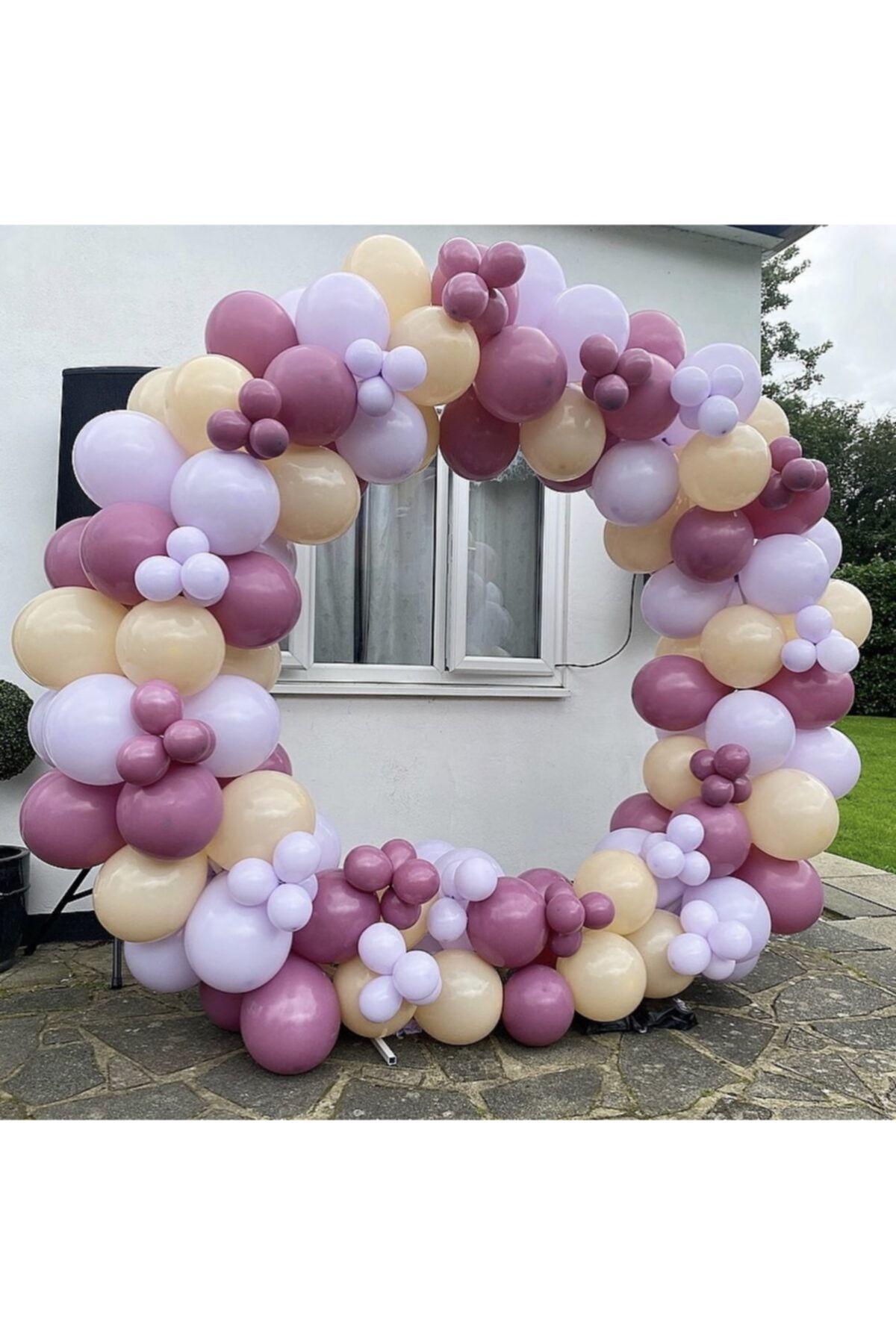 Pastel Balon Zinciri Yaban Mersini Sütlü Kahve Ve Lila 100 Adet