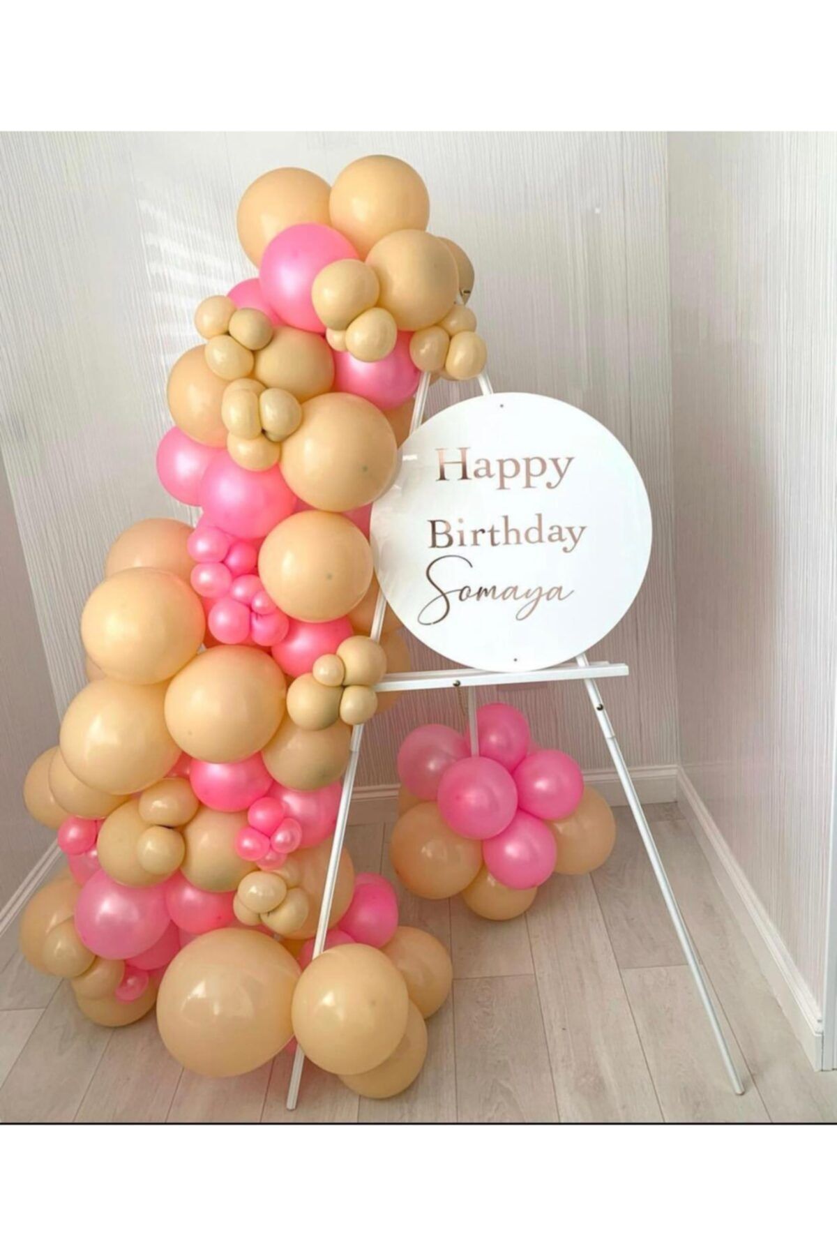 Metalik Pembe Pastel Somon Balon Zinciri 100 Adet