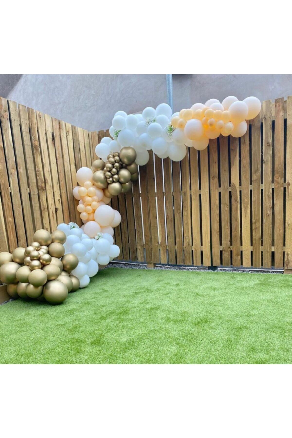 Krom Gold Pastel Beyaz Somon Balon Zinciri 100 Adet