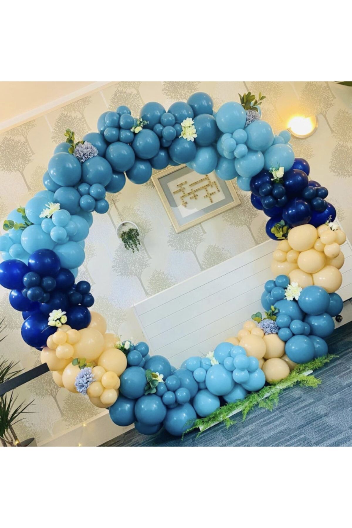 Turkuaz Açık Mavi Gece Mavisi Ten Rengi Balon Zinciri 100 Adet