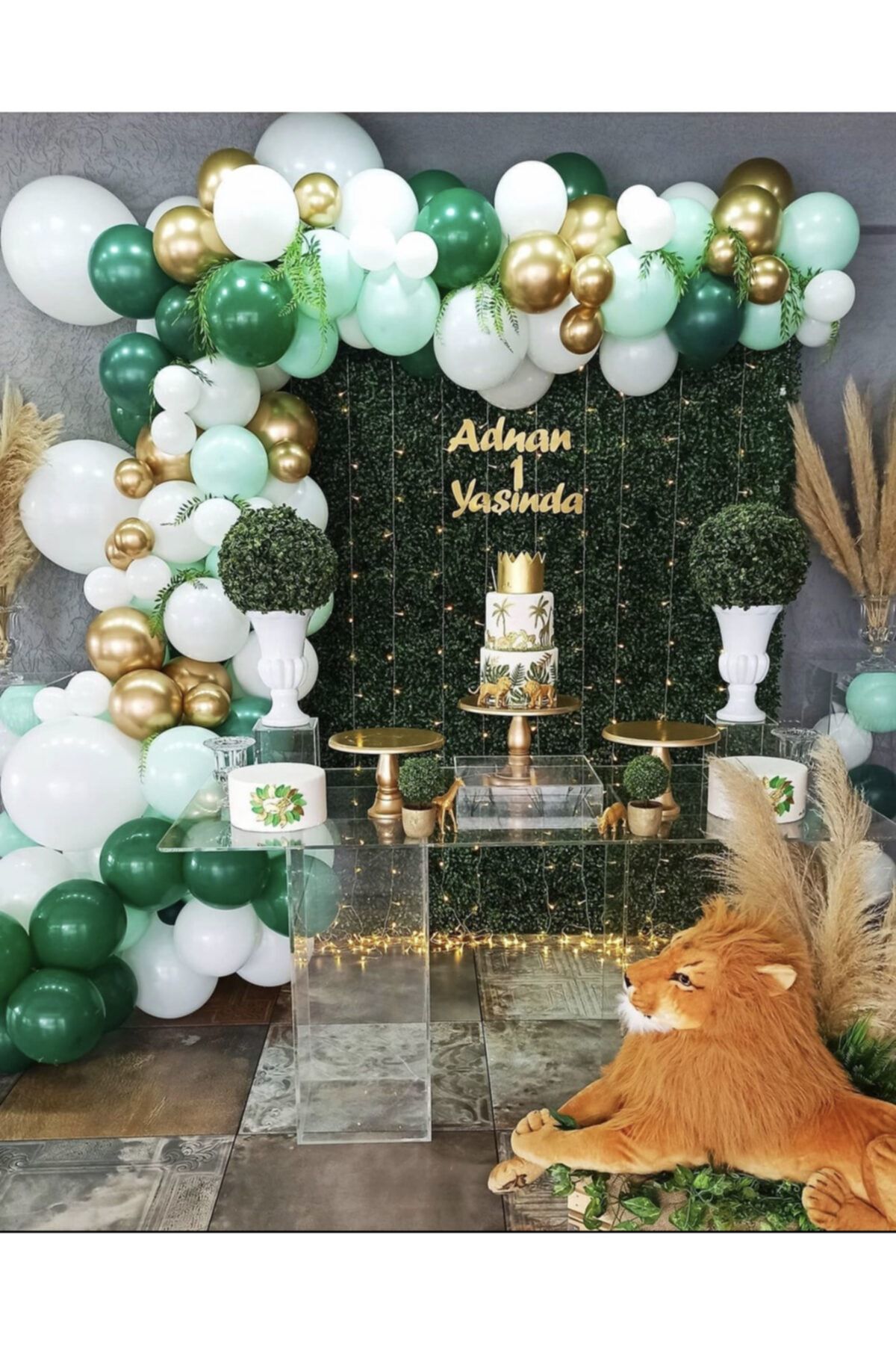 Yeşil Beyaz Gold Zincir Balon Seti 100 Adet