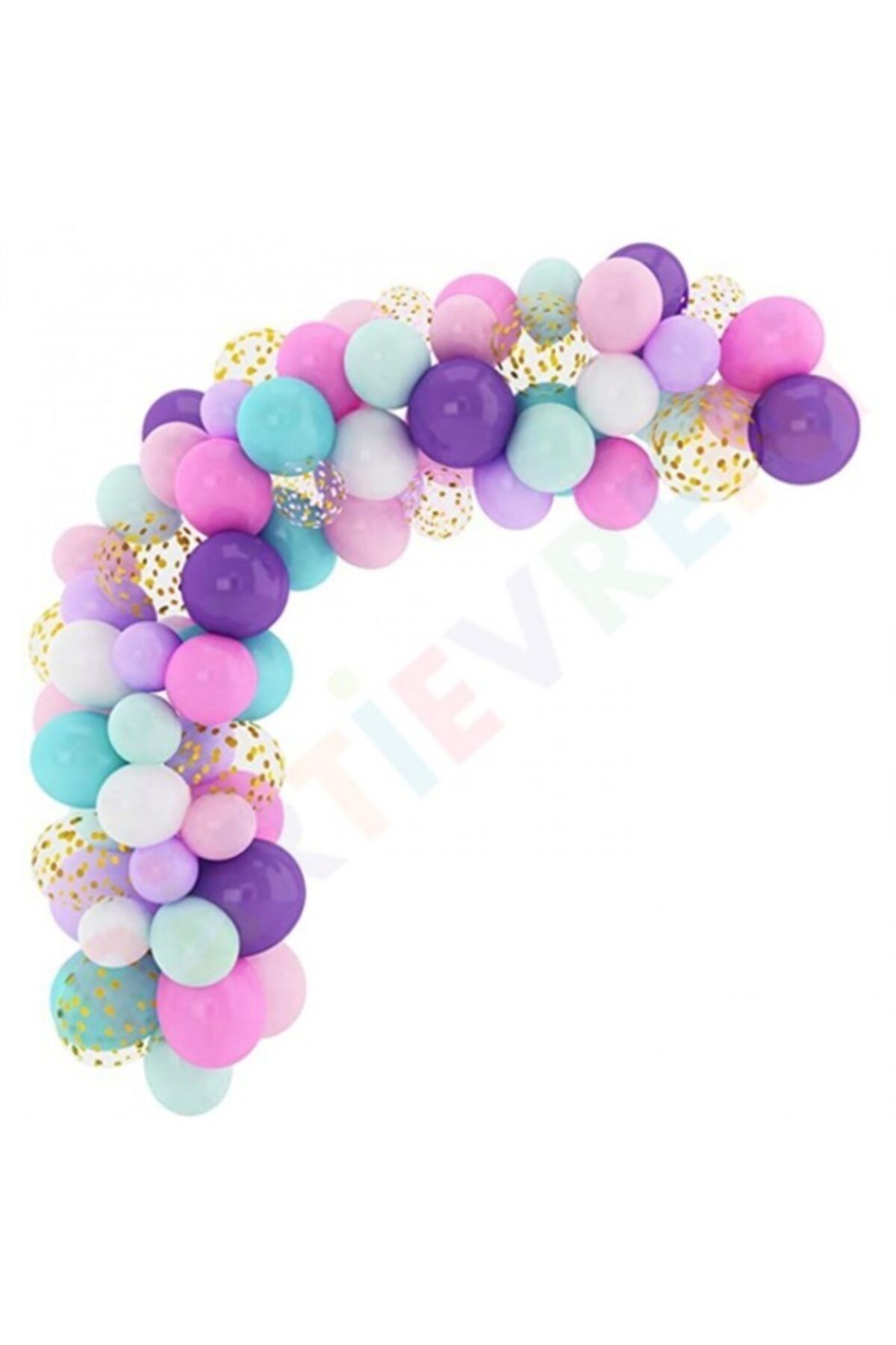 Mor Su Yeşili Pembe Gold Konfetili Balon Zincir Seti