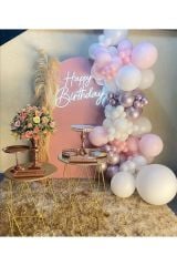 Krom Pembe Makaron Pembe ve Beyaz Balon Zinciri 100 Adet