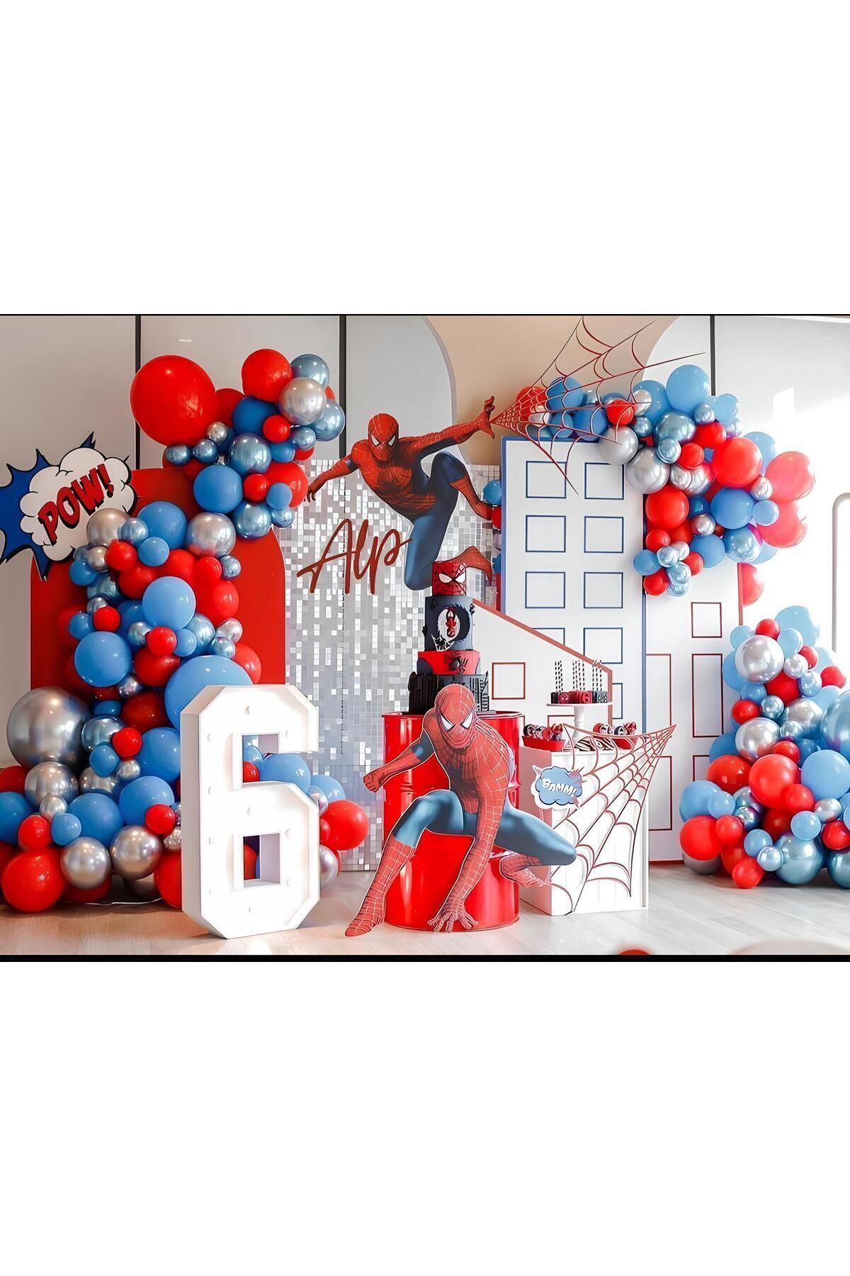 Krom Gümüş Koyu Mavi ve Kırmızı Balon Zinciri 100 Adet