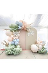 Retro Okaliptus Makaron Mavi Makaron Somon ve Sütlü Kahve Balon Zinciri 100 Adet