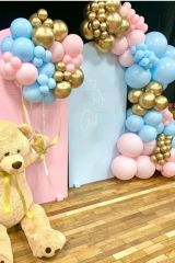Krom Gold Makaron Mavi  Makaron Pembe Balon Zinciri 100 Adet