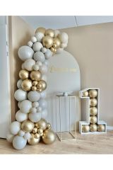 Krom Gold Deniz Kumu ve Taş Rengi Balon Zinciri 100 Adet