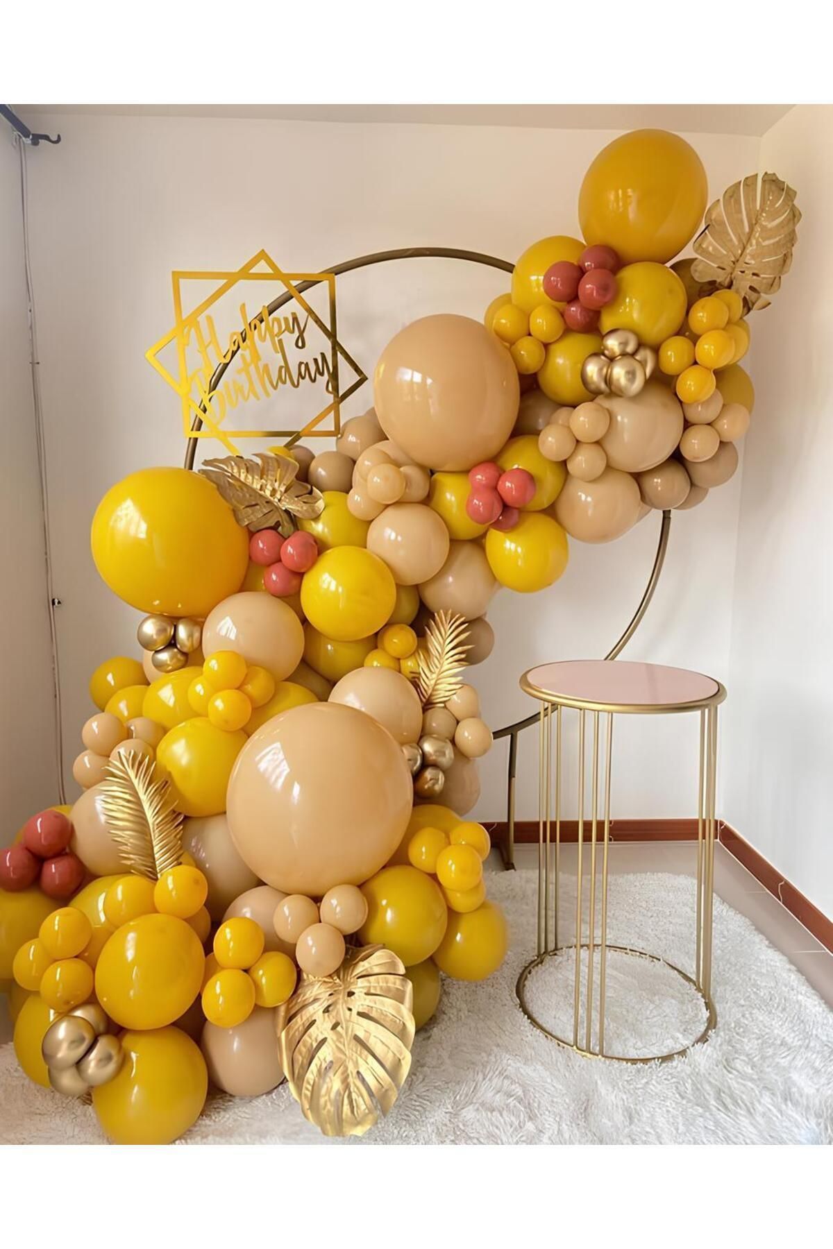 Krom Gold Yanık Turuncu Zerdeçal ve Çöl Kumu Balon Zinciri 100 Adet