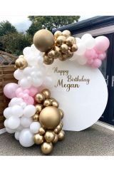 Krom Gold Makaron Pembe ve Beyaz Balon Zinciri 100 Adet