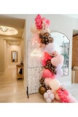 Krom Çikolata Makaron Pembe Somon Ve Beyaz Balon Zinciri 100 Adet