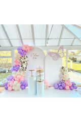 Makaron Pembe Lila ve Beyaz Balon Zinciri 100 Adet