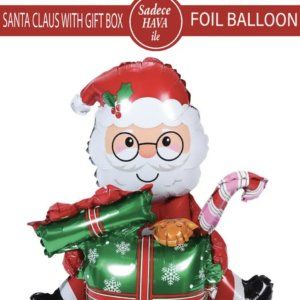 Oturan Hediye Kutulu Noel Baba Folyo Balon 8194