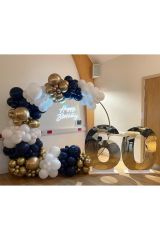 Krom Gold Gece Mavisi ve Beyaz Balon Zinciri 100 Adet