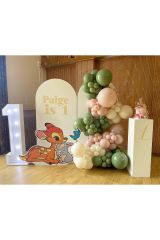 Retro Okaliptus Pink Blush ve Retro Beyaz Balon Zinciri 100 Adet