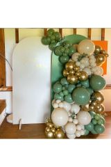 Krom Gold Retro Beyaz Ve Küf Yeşili Balon Zinciri 100 Adet