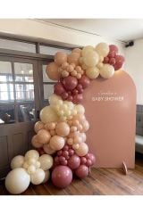 Retro Rosewood Pink Blush ve Retro Beyaz Balon Zinciri 100 Adet