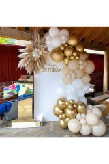 Krom Gold Sütlü Kahve ve Beyaz Balon Zinciri 100 Adet