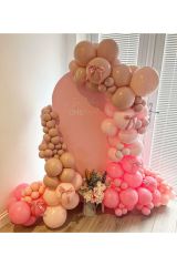 Makaron Pembe Pink Blush ve Somon Balon Zinciri 100 Adet