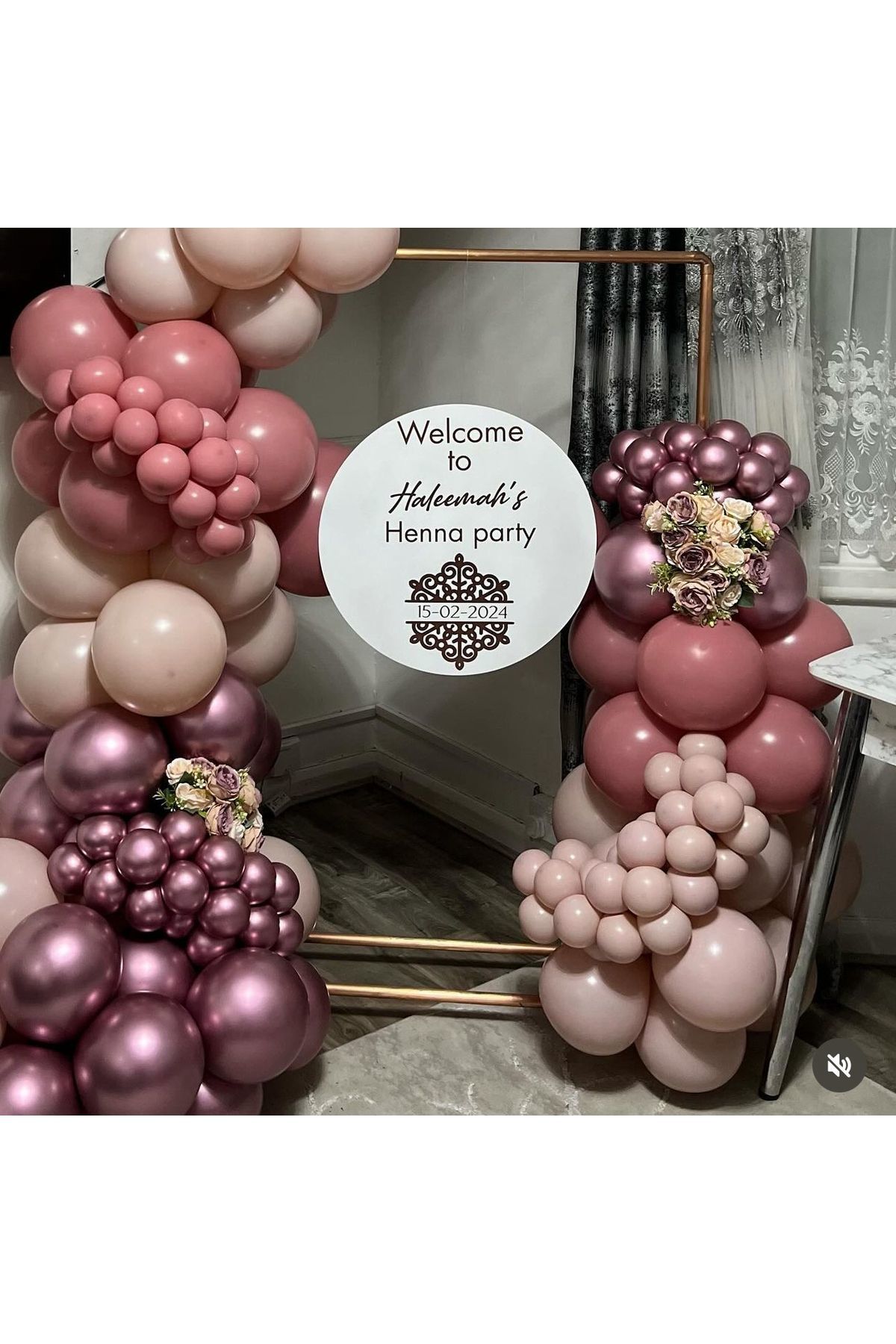 Krom Pembe Pink Blush ve Rosewood Balon Zinciri 100 Adet