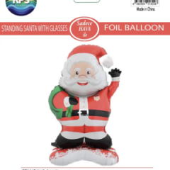 Ayaklı Gözlüklü Noel Baba Folyo Balon  8248