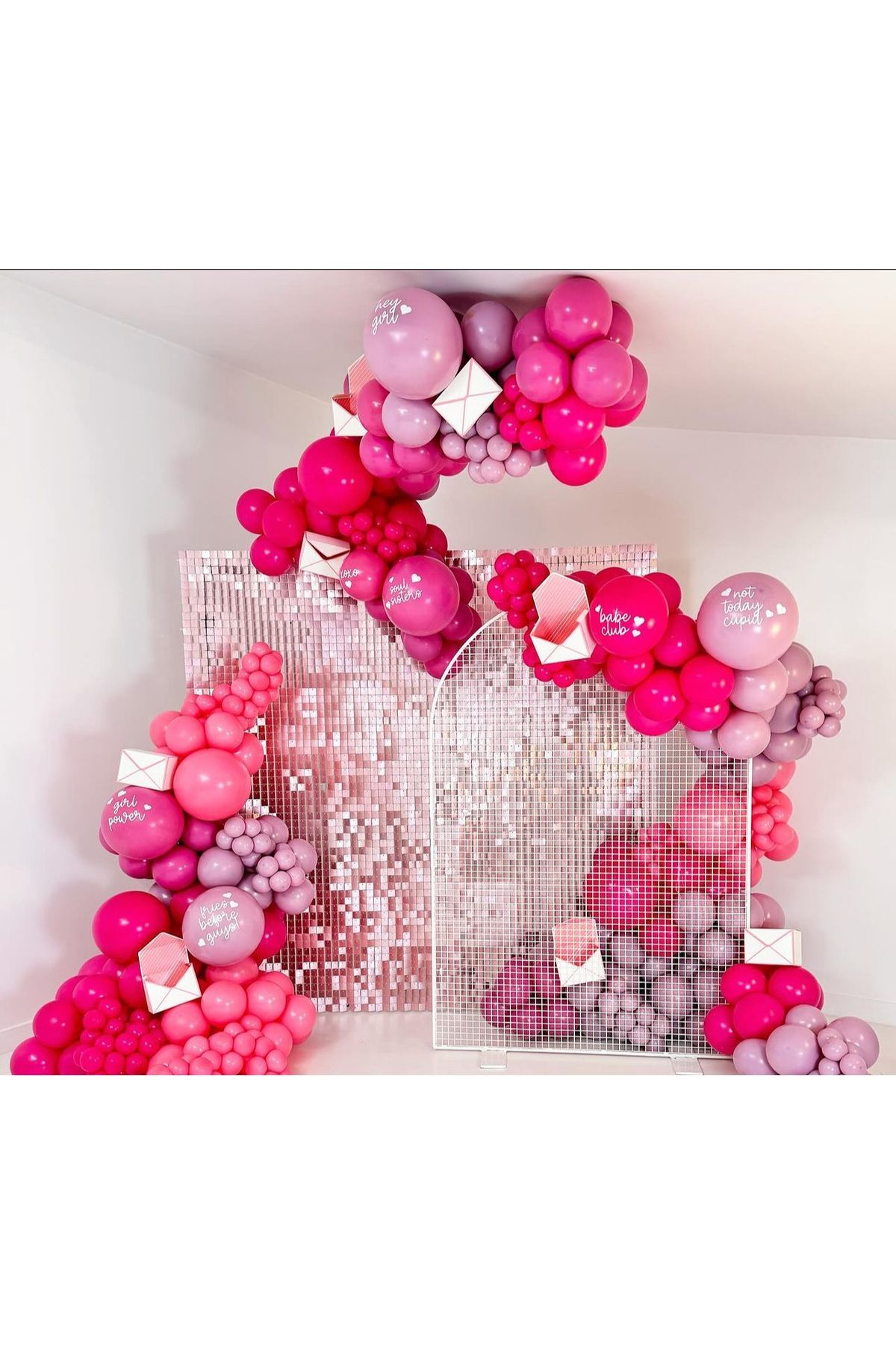 Pastel Fuşya Toz Pembe ve Flamingo Pembe Balon Zinciri 100 Adet