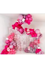 Pastel Fuşya Toz Pembe ve Flamingo Pembe Balon Zinciri 100 Adet