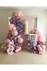 Makaron Pembe Pink Blush ve Lavanta Balon Zinciri 100 Adet