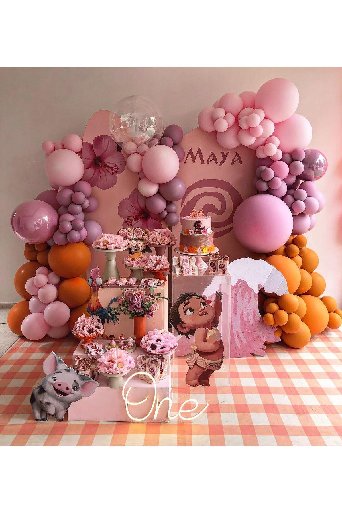 Makaron Pembe Yaban Çileği ve Şeftali Balon Zinciri 100 Adet