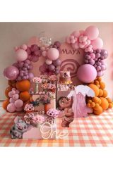 Makaron Pembe Yaban Çileği ve Şeftali Balon Zinciri 100 Adet