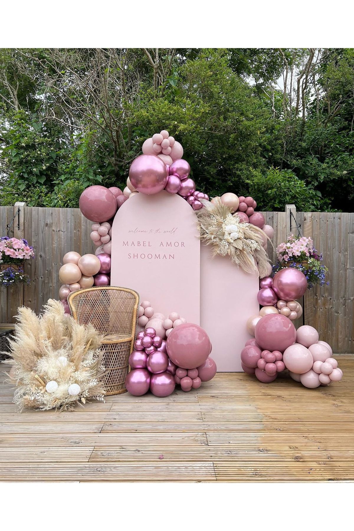 Krom Pembe Retro Pınk Blush ve Rosewoood Balon Zinciri 100 Adet
