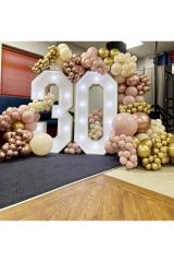 Krom Gold Rose Gold Pastel Pink Blush ve Deniz Kumu Balon Zinciri 100 Adet
