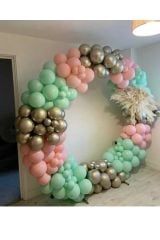 Krom Beyaz Altın Makaron Mint Yeşili Ve Makaron Pembe Balon Zinciri 100 Adet