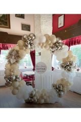 Krom Beyaz Altın Sütlü Kahve Ve Pastel Beyaz Balon Zinciri 100 Adet