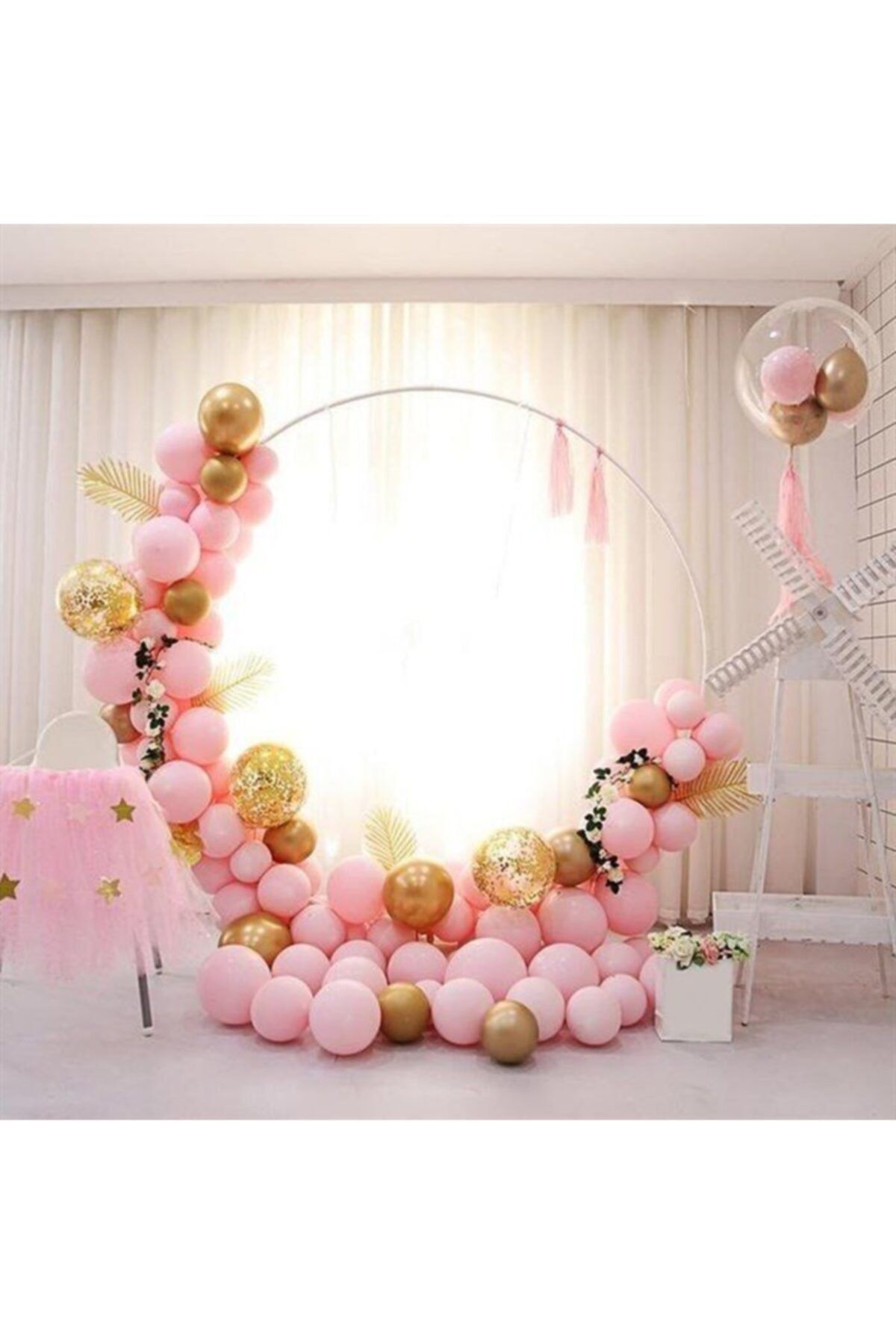 Pembe Makaron Zincir Balon Seti
