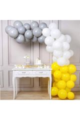 Gri Beyaz Sarı Balon Zincir Seti - 5 Metre