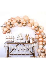 Açık Somon Rose Gold Krom Konfetili Balon Zincir Seti