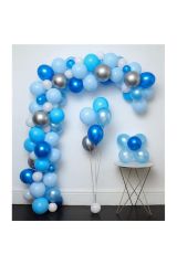 Zincir Balon Seti Mavi Gümüş Beyaz 125 Adet