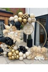 Krom Gold Pastel Siyah ve Deniz Kumu  Balon Zinciri 100 Adet
