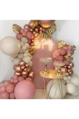 Krom Rose Gold Deniz Kumu ve Rosewood Balon Zinciri 100 Adet