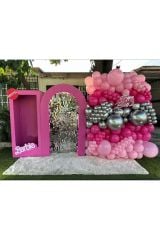 Krom Gümüş Pastel Fuşya ve Makaron Pembe Balon Zinciri 100 Adet