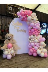 Krom Gold Şeker Pembe Makaron Pembe ve Sütlü Kahve Balon Zinciri 100 Adet