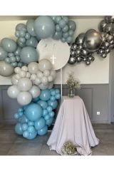 Krom Gümüş Mavi Cam Gri Ve Duman Balon Zinciri 100 Adet