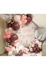 Krom White Gold Makaron Pembe Rosewood ve Beyaz Balon Zinciri 100 Adet