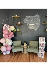 Krom Gümüş Retro Rosewood Pink Blush ve Beyaz Balon Zinciri 100 Adet