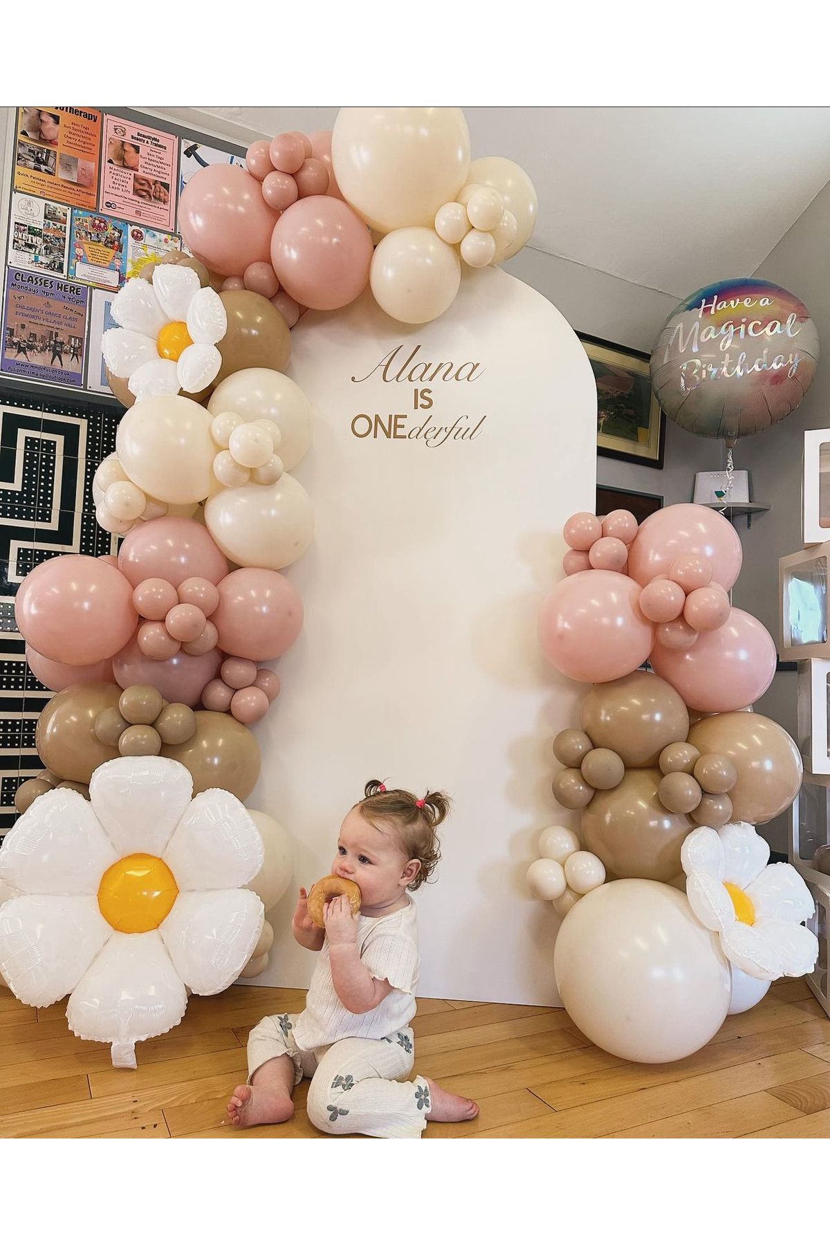 Retro Pink Blush Fındık ve Sütlü Kahve Balon Zinciri 100 Adet