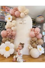 Retro Pink Blush Fındık ve Sütlü Kahve Balon Zinciri 100 Adet