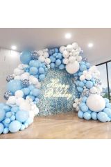 Makaron Mavi ve Beyaz Balon Zinciri 100 Adet