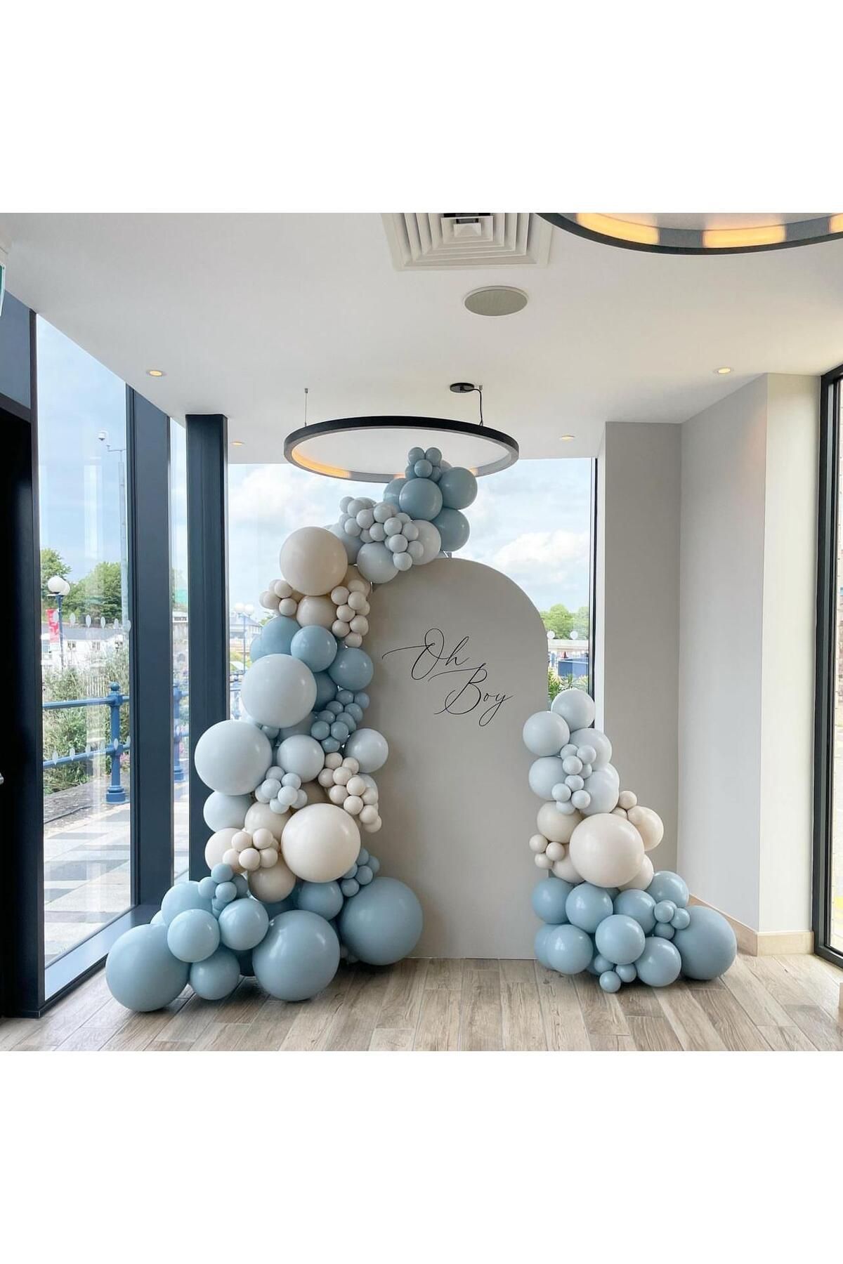 Fırtına Mavisi Deniz Kumu Ve Makaron Baby blue Balon Zinciri 100 Adet